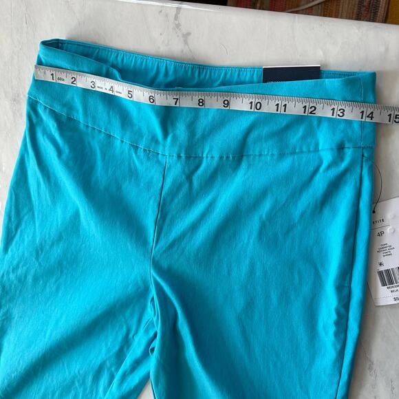 NWT Crown & Ivy Belk Aqua Pants women sz 4 petite turquoise ruffled hem spring - Picture 9 of 10